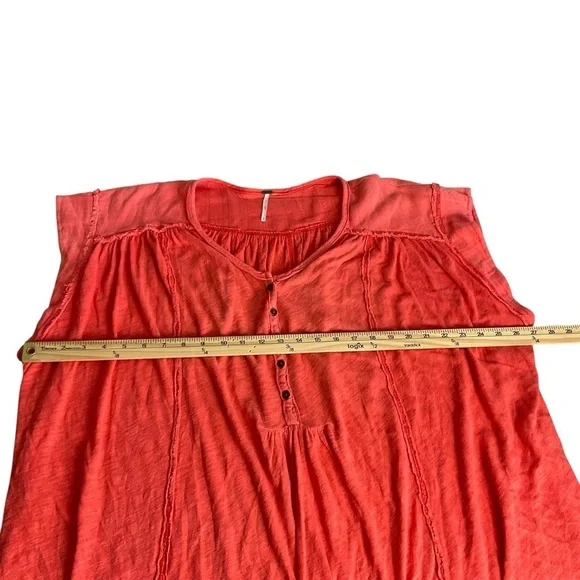 Free People Coral Boho Tunic Top Linen Blend Size S - Picture 7 of 8